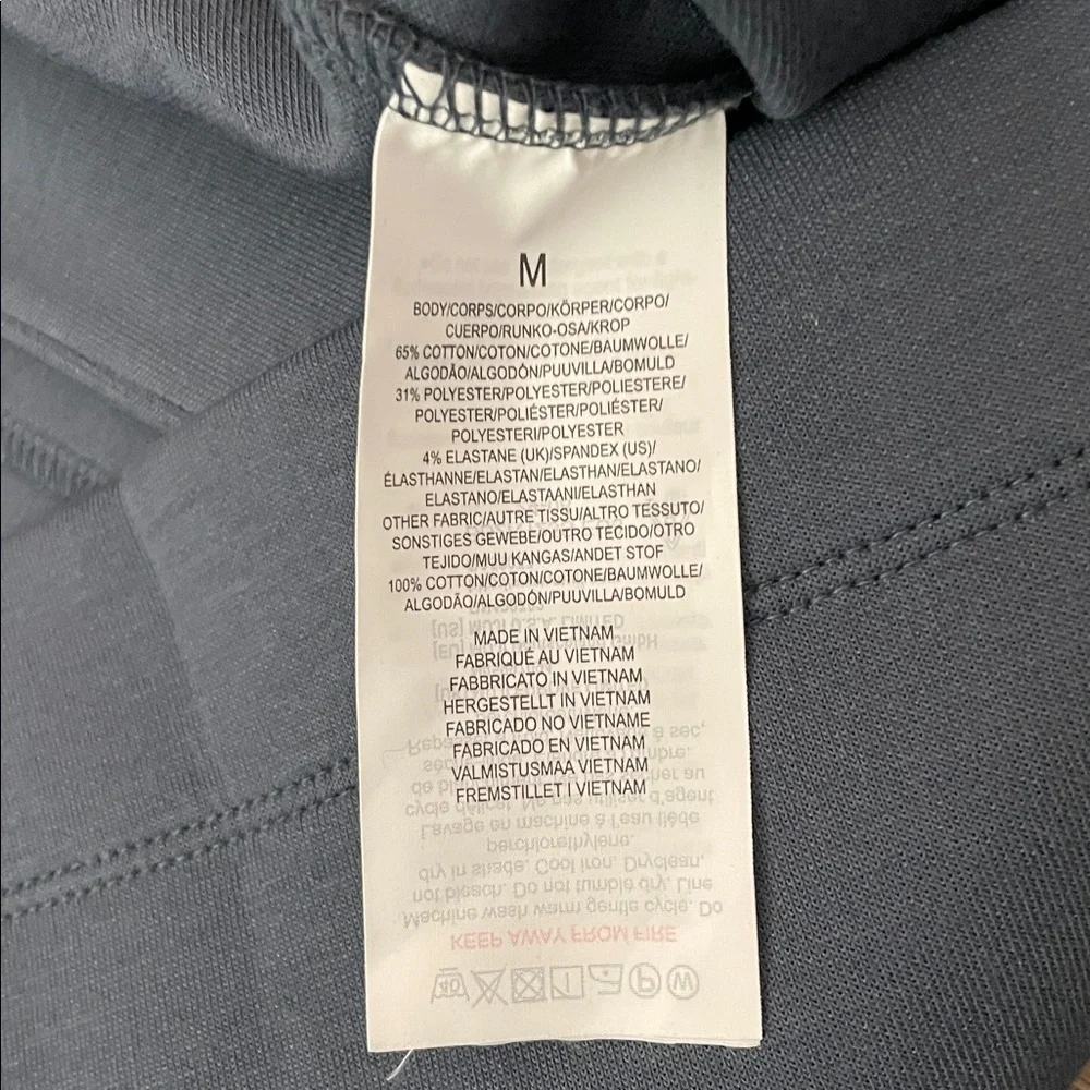 Muji Blue Snap Cardigan Sweatshirt Womens Size Medium M Scuba Cotton Fleece - Picture 10 of 11